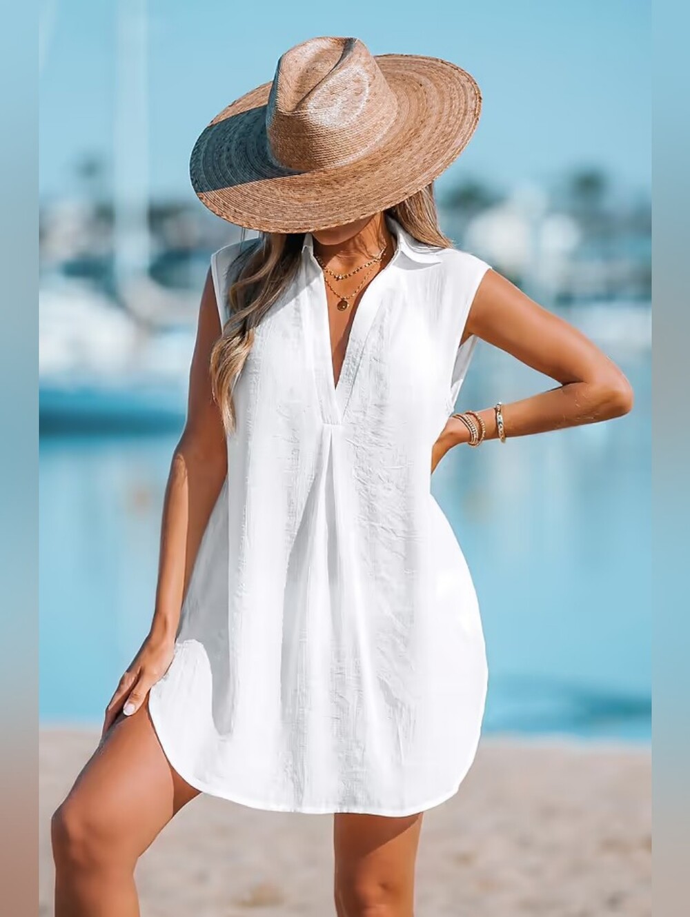V-Neck Basic Collar Cover-Up Dress 💥 BRAND NEW 💥